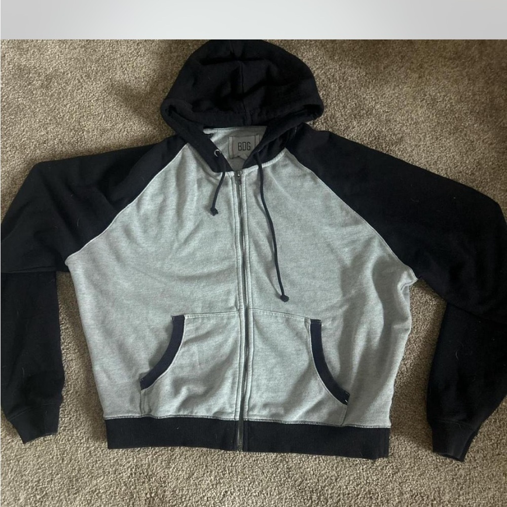 Men's Black and Gray Hoodie Sweater